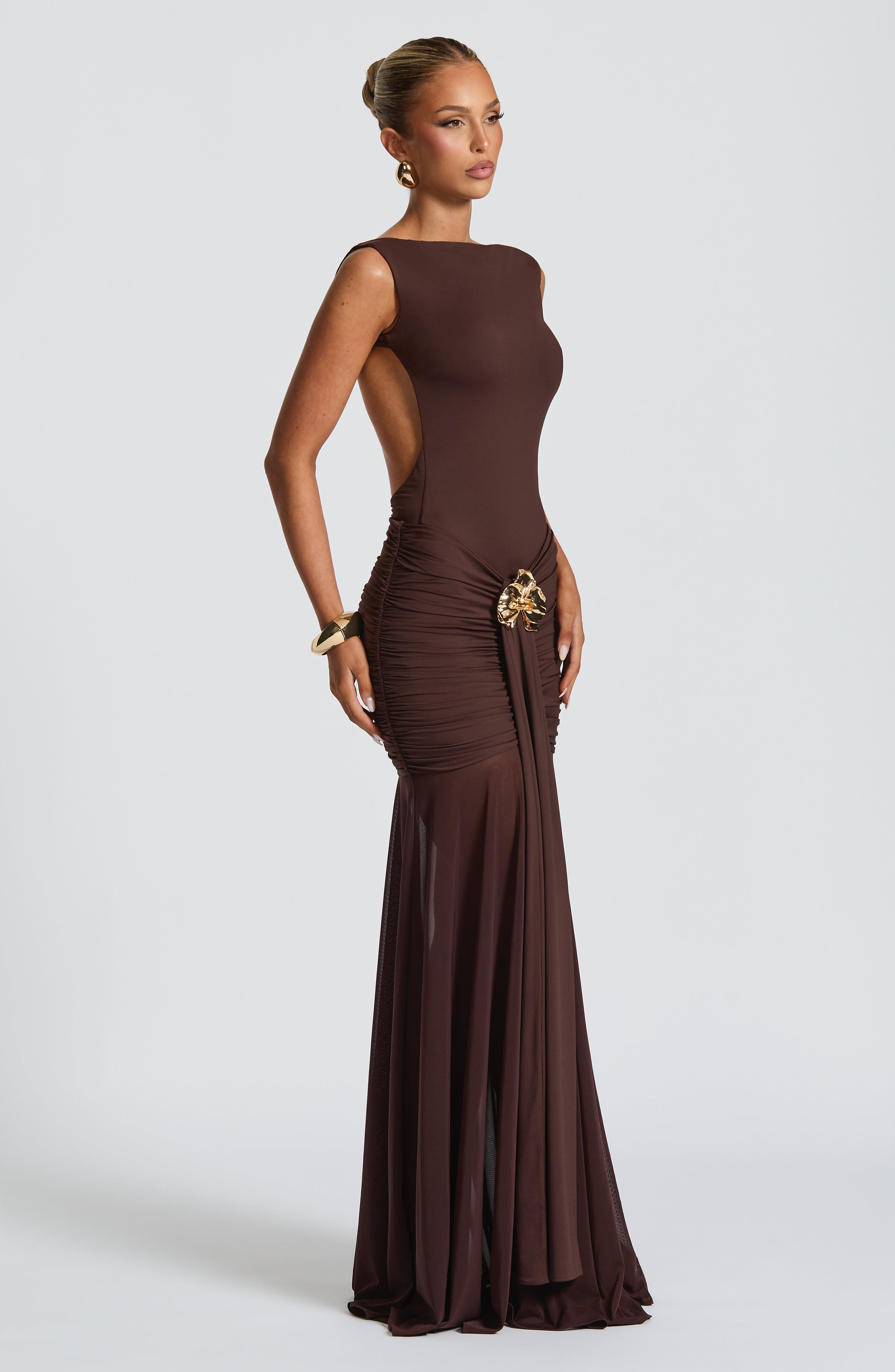 Tori Bodysuit & Fae Maxi Skirt Set - Plum Brown