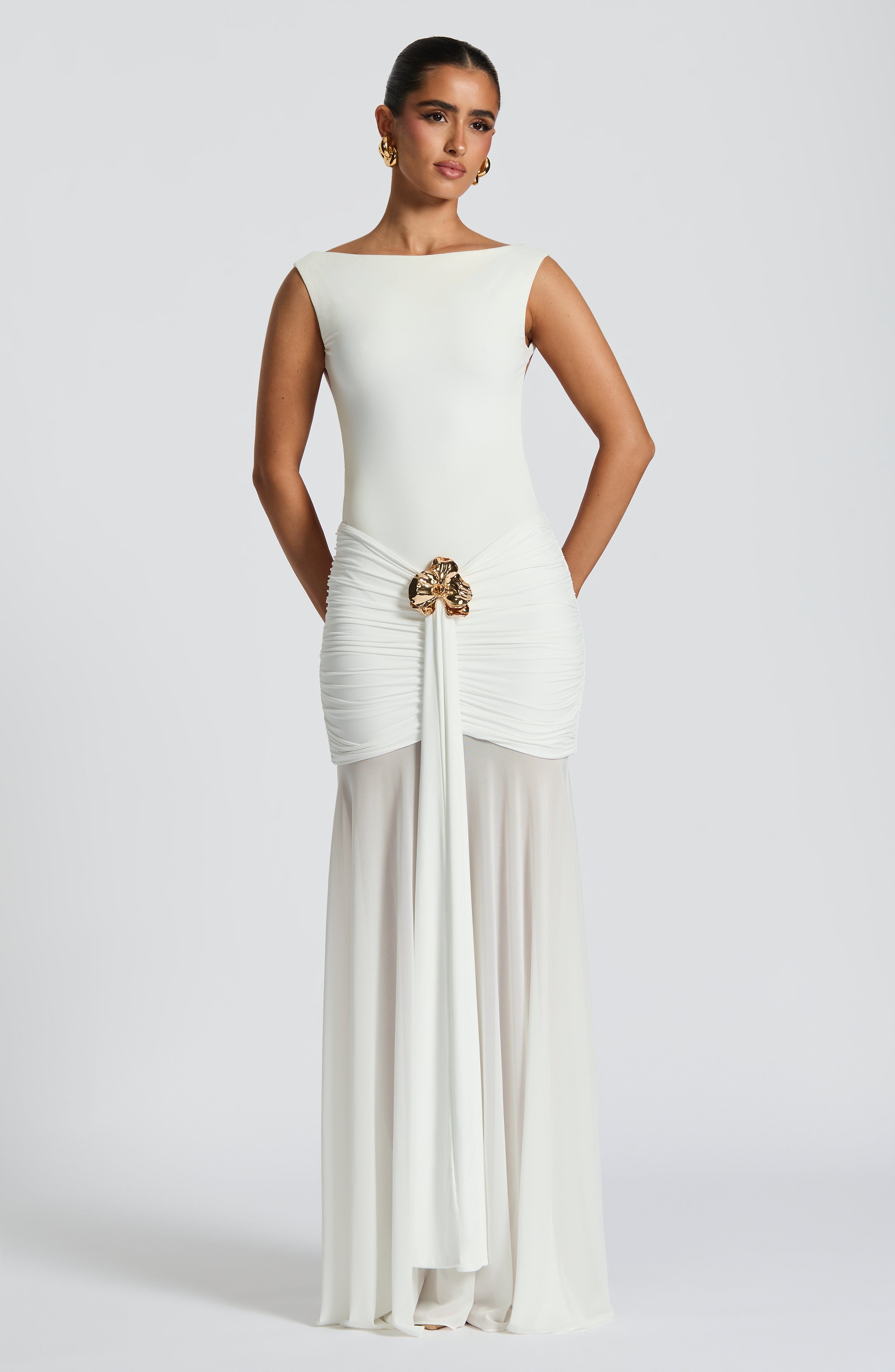 Tori Bodysuit & Fae Maxi Skirt Set - White